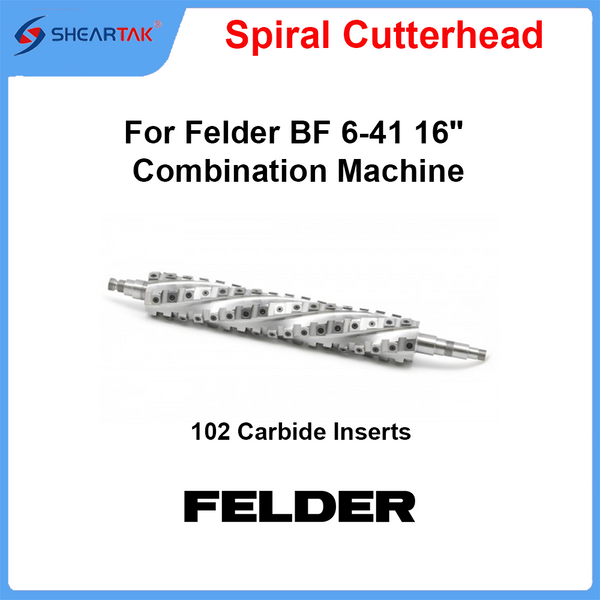 Spiral Cutterhead for Felder BF 6-41 16" Combination Machine with Reversible Carbide Cutters - Sheartak Tools