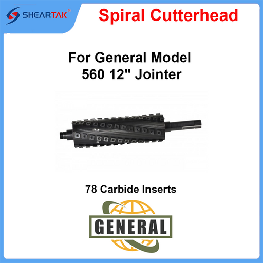 Spiral Cutterhead for General Model 560 12" Jointer - Sheartak Tools
