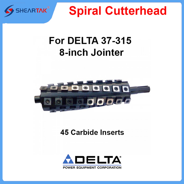 Spiral Cutterhead DELTA 37-315 8-inch Jointer 45 Carbide Inserts - Sheartak Tools