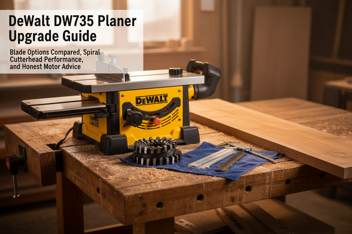 DeWalt DW735 Planer Upgrade Guide: Blade Options Compared, Spiral Cutterhead Performance, and Honest Motor Advice