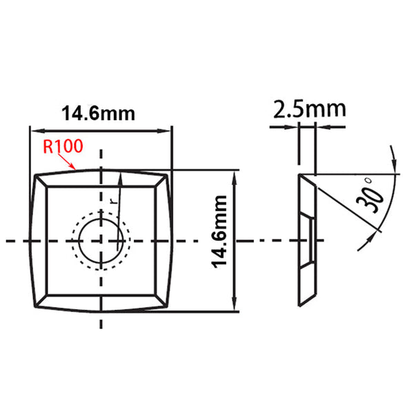 Reversible Carbide Insert Knives 14.6x14.6x2.5mm R100 - Sheartak Tools