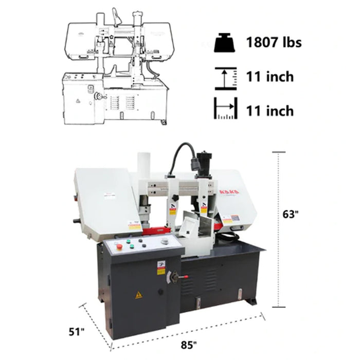 TBK-11A Double Column Horizontal Band Saw Machine 230V-60HZ-3PH