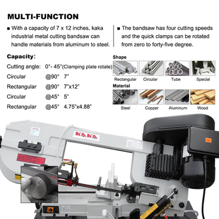 BS-712N 7x12 Inch Metal Cutting Bandsaw 115V&230V/60HZ/1PH