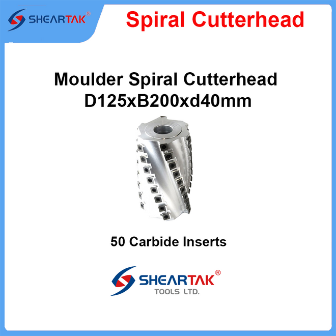 Spiral Moulder Cutterhead D125xB200xd40mm, Aluminum Body