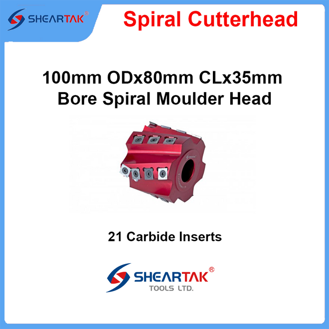 Sheartak 100mm ODx80mm CLx35mm Bore Spiral Moulder Head 6 wings