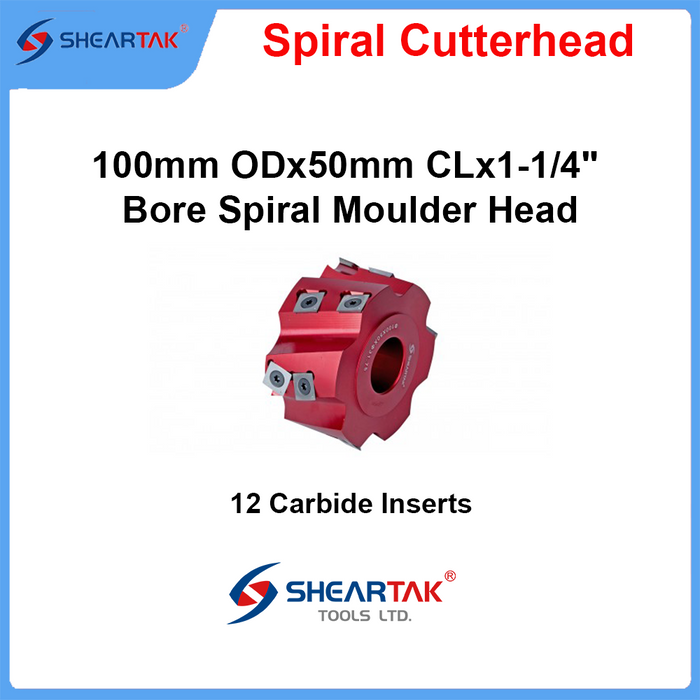 Sheartak 100mm ODx50mm CLx1-1/4" Bore Spiral Moulder Head 6 wings