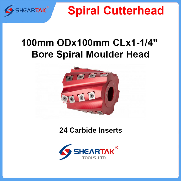 Sheartak 100mm ODx100mm CLx1-1/4" Bore Spiral Moulder Head 6 wings