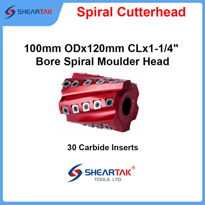 Sheartak 100mm ODx120mm CLx1-1/4" Bore Spiral Moulder Head 6 wings