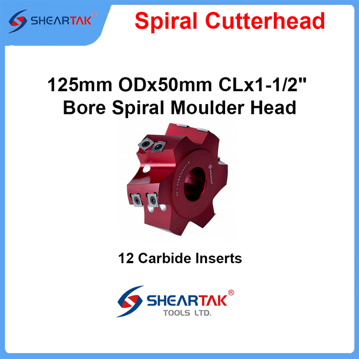 Sheartak 125mm ODx50mm CLx1-1/2" Bore Spiral Moulder Head 6 wings