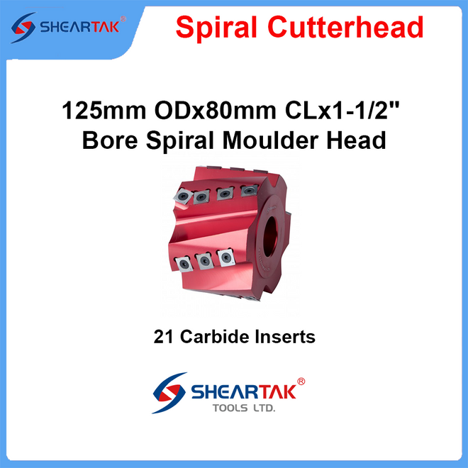 Sheartak 125mm ODx80mm CLx1-1/2" Bore Spiral Moulder Head 6 wings