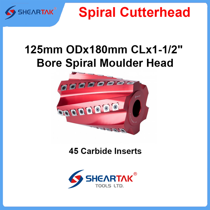Sheartak 125mm ODx180mm CLx1-1/2" Bore Spiral Moulder Head 6 wings