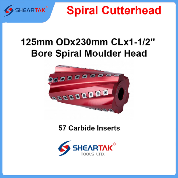Sheartak 125mm ODx230mm CLx1-1/2'' Bore Spiral Moulder Head 6 wings