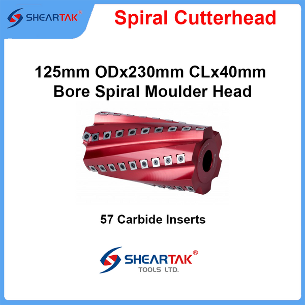 Sheartak 125mm ODx230mm CLx40mm Bore Spiral Moulder Head 6 wings