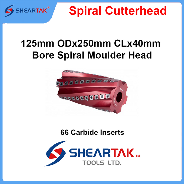 Sheartak 125mm ODx250mm CLx40mm Bore Spiral Moulder Head 6 wings