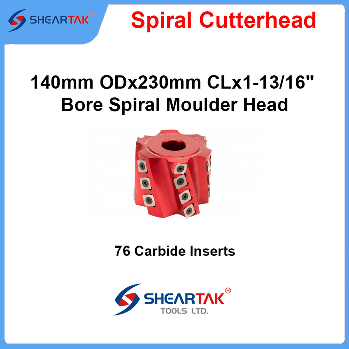 Sheartak 140mm ODx230mm CLx1-13/16" Bore Spiral Moulder Head 8 wings