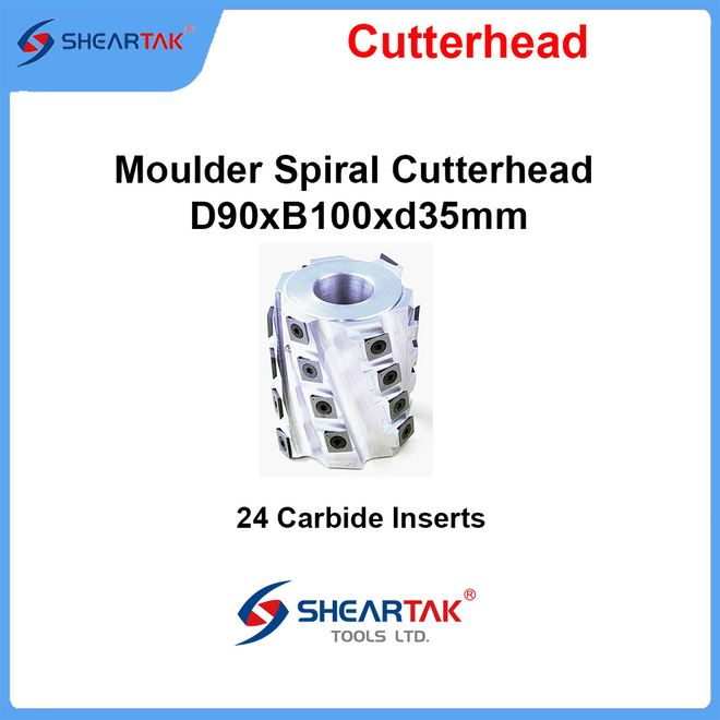 Moulder Spiral Cutterhead D90xB100xd35mm, Aluminum Body
