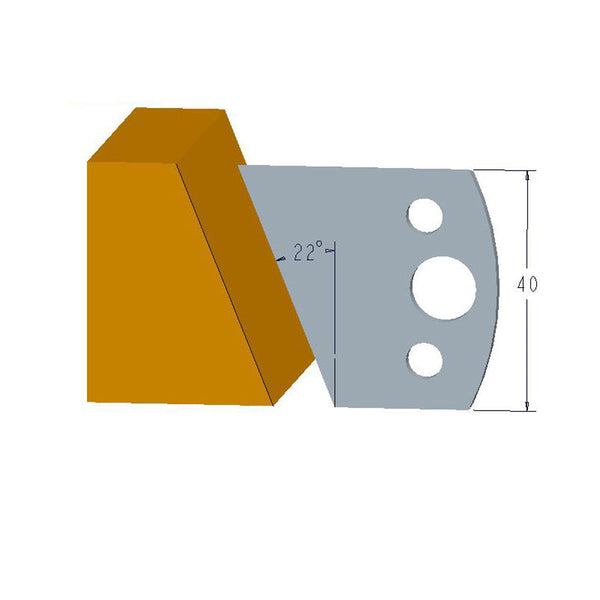 Sheartak Profile Knives 80320001 for Shaper Cutters, 40mm Cutting Length, 4mm thickness, 2pcs/pack