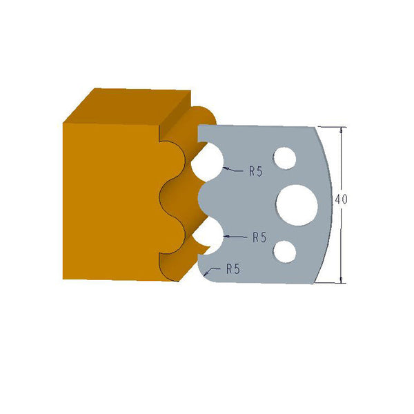 Sheartak Profile Knives 80320006 for Shaper Cutters, 40mm Cutting Length, 4mm thickness, 2pcs/pack