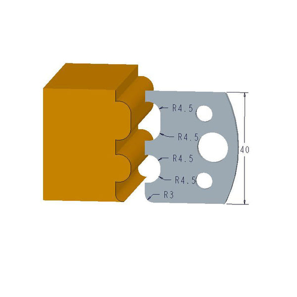 Sheartak Profile Knives 80320007 for Shaper Cutters, 40mm Cutting Length, 4mm thickness, 2pcs/pack