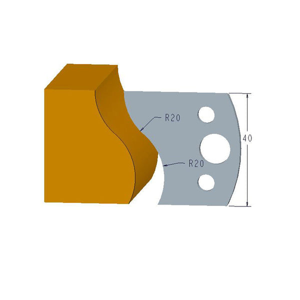 Sheartak Profile Knives 80320009 for Shaper Cutters, 40mm Cutting Length, 4mm thickness, 2pcs/pack