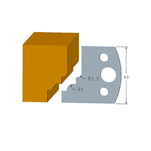 Sheartak Profile Knives 80320020 for Shaper Cutters, 40mm Cutting Length, 4mm thickness, 2pcs/pack