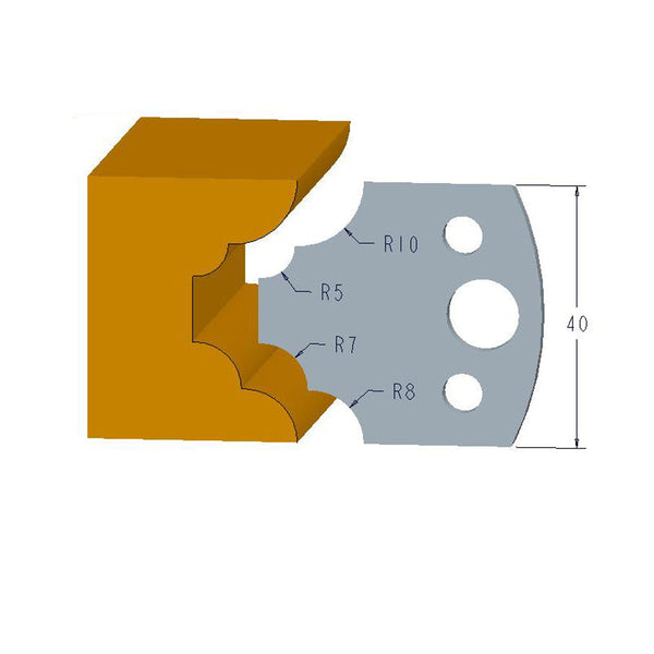 Sheartak Profile Knives 80320022 for Shaper Cutters, 40mm Cutting Length, 4mm thickness, 2pcs/pack
