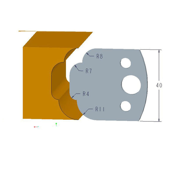 Sheartak Profile Knives 80320023 for Shaper Cutters, 40mm Cutting Length, 4mm thickness, 2pcs/pack