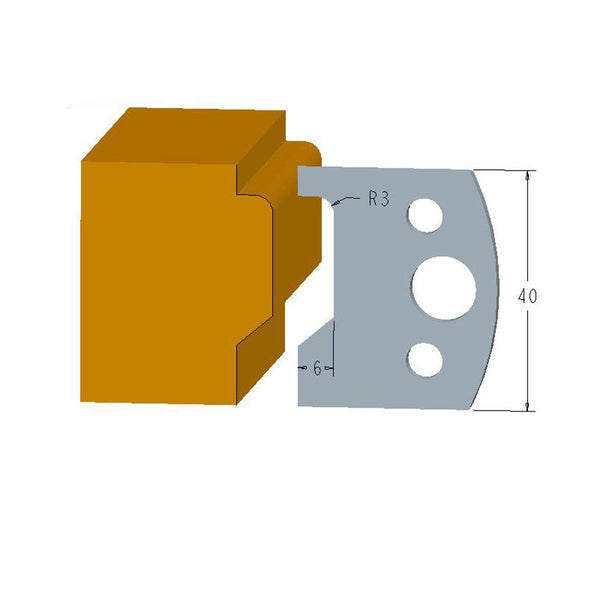 Sheartak Profile Knives 80320032 for Shaper Cutters, 40mm Cutting Length, 4mm thickness, 2pcs/pack