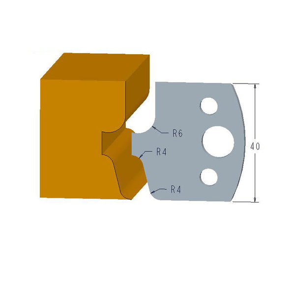 Sheartak Profile Knives 80320041 for Shaper Cutters, 40mm Cutting Length, 4mm thickness, 2pcs/pack