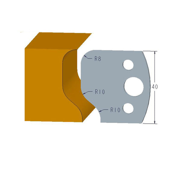 Sheartak Profile Knives 80320049 for Shaper Cutters, 40mm Cutting Length, 4mm thickness, 2pcs/pack