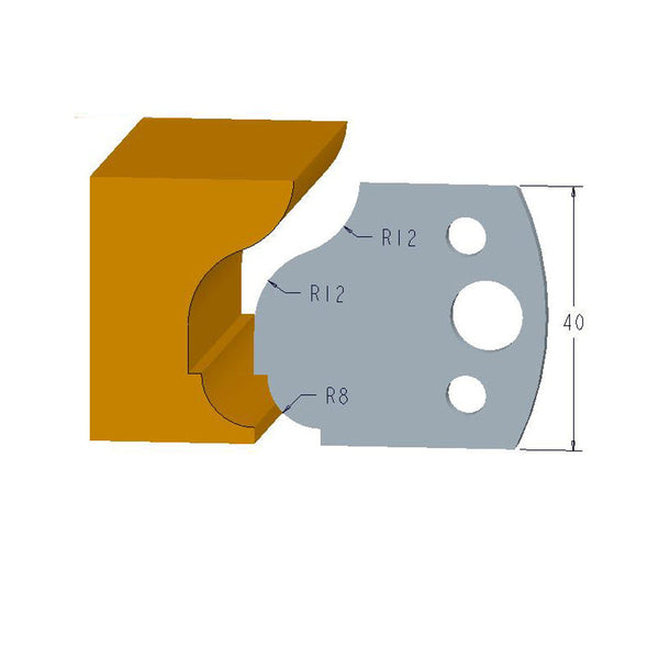 Sheartak Profile Knives 80320061 for Shaper Cutters, 40mm Cutting Length, 4mm thickness, 2pcs/pack
