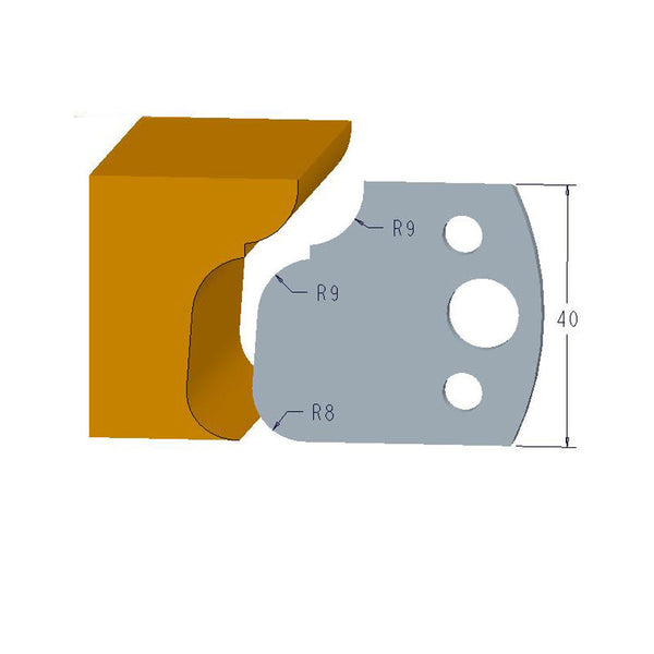 Sheartak Profile Knives 80320068 for Shaper Cutters, 40mm Cutting Length, 4mm thickness, 2pcs/pack