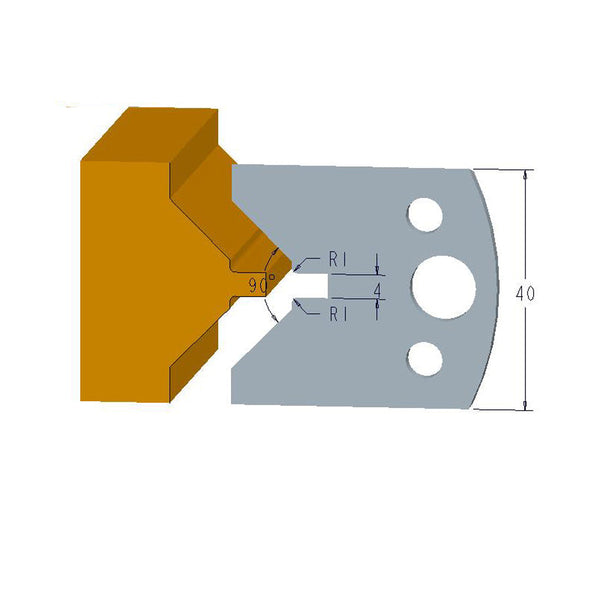 Sheartak Profile Knives 80320072 for Shaper Cutters, 40mm Cutting Length, 4mm thickness, 2pcs/pack