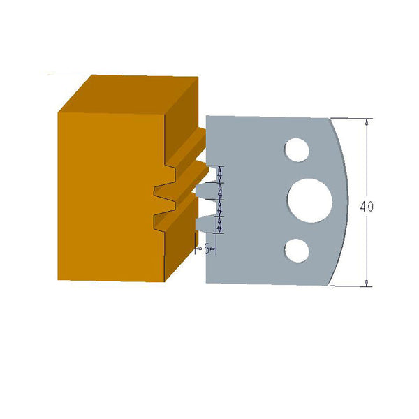 Sheartak Profile Knives 80320075 for Shaper Cutters, 40mm Cutting Length, 4mm thickness, 2pcs/pack