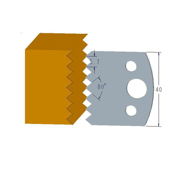Sheartak Profile Knives 80320077 for Shaper Cutters, 40mm Cutting Length, 4mm thickness, 2pcs/pack