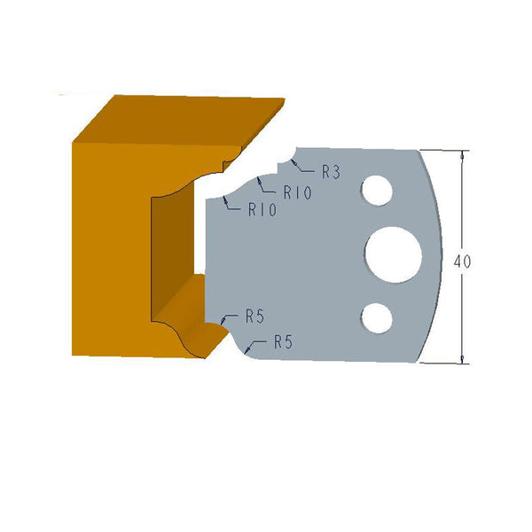 Sheartak Profile Knives 80320079 for Shaper Cutters, 40mm Cutting Length, 4mm thickness, 2pcs/pack
