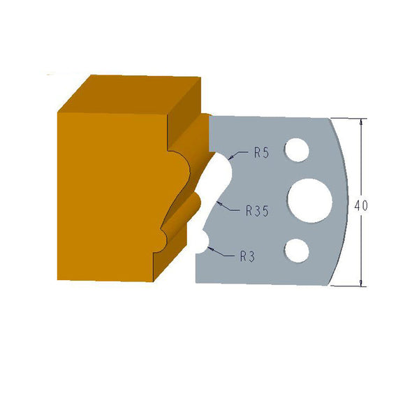 Sheartak Profile Knives 80320081 for Shaper Cutters, 40mm Cutting Length, 4mm thickness, 2pcs/pack
