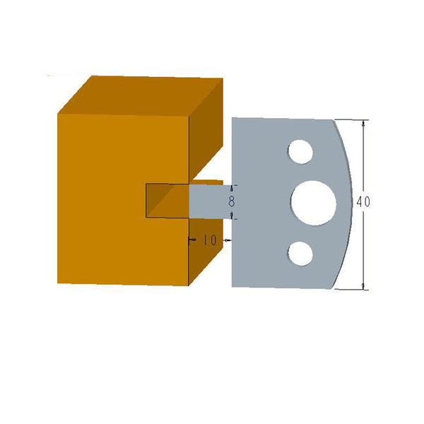 Sheartak Profile Knives 80320094 for Shaper Cutters, 40mm Cutting Length, 4mm thickness, 2pcs/pack
