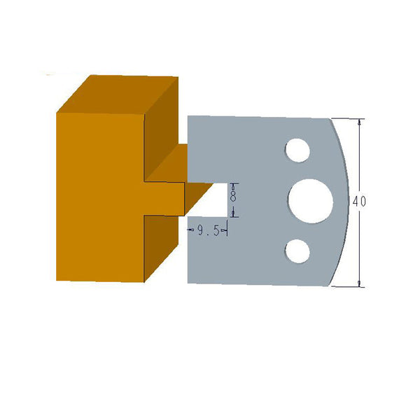 Sheartak Profile Knives 80320095 for Shaper Cutters, 40mm Cutting Length, 4mm thickness, 2pcs/pack