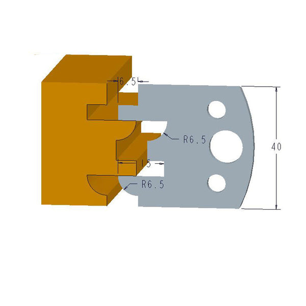 Sheartak Profile Knives 80320096 for Shaper Cutters, 40mm Cutting Length, 4mm thickness, 2pcs/pack
