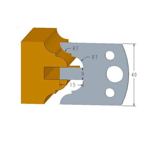 Sheartak Profile Knives 80320098 for Shaper Cutters, 40mm Cutting Length, 4mm thickness, 2pcs/pack