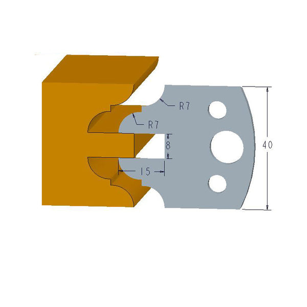 Sheartak Profile Knives 80320099 for Shaper Cutters, 40mm Cutting Length, 4mm thickness, 2pcs/pack