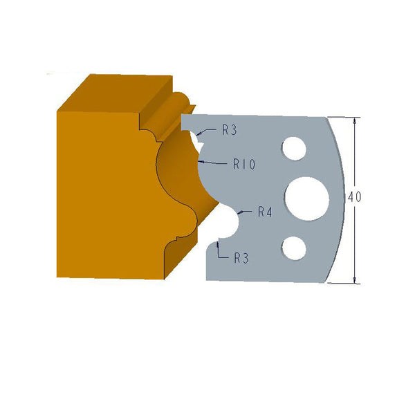 Sheartak Profile Knives 80320102 for Shaper Cutters, 40mm Cutting Length, 4mm thickness, 2pcs/pack