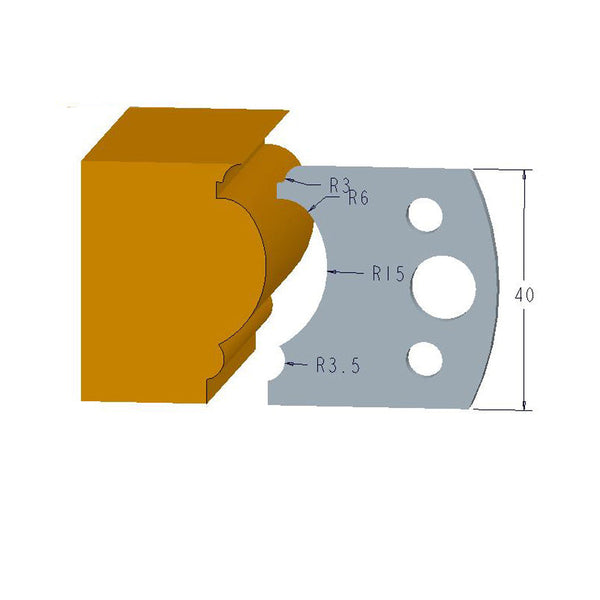 Sheartak Profile Knives 80320104 for Shaper Cutters, 40mm Cutting Length, 4mm thickness, 2pcs/pack