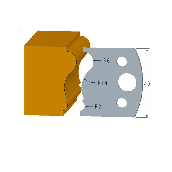 Sheartak Profile Knives 80320106 for Shaper Cutters, 40mm Cutting Length, 4mm thickness, 2pcs/pack