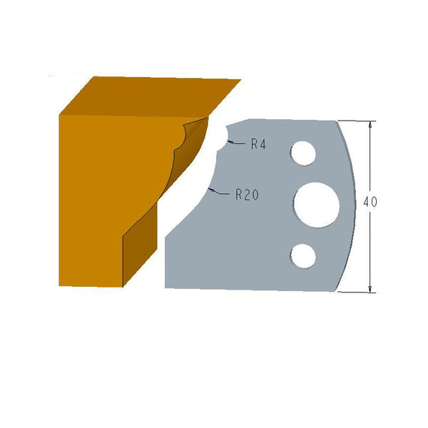 Sheartak Profile Knives 80320109 for Shaper Cutters, 40mm Cutting Length, 4mm thickness, 2pcs/pack