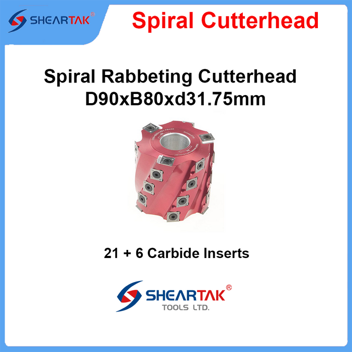 Helical Rabbeting Moulder Cutterhead OD90mm x CL80 x Bore 1-1/4"