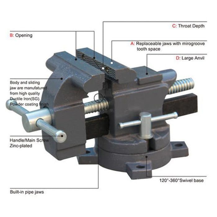 HVS-100 4" Swivel Base Bench Vise