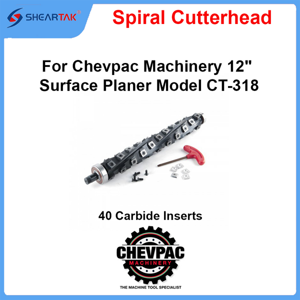 Spiral Cutterhead for Chevpac Machinery 12" Surface Planer Model CT-318