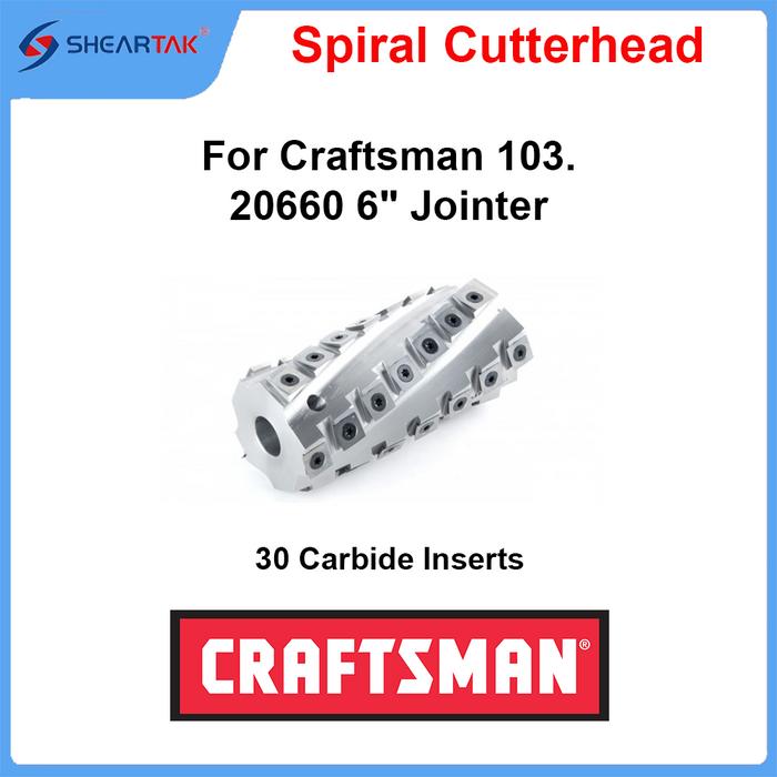 Spiral Cutterhead for Craftsman 103.20660 6" Jointer